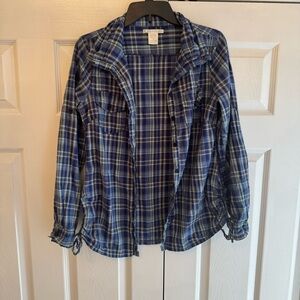 Charlotte Russe Blue & Green Plaid Button Down Shirt